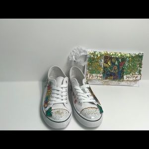 Bedazzled White Sneakers and Bag